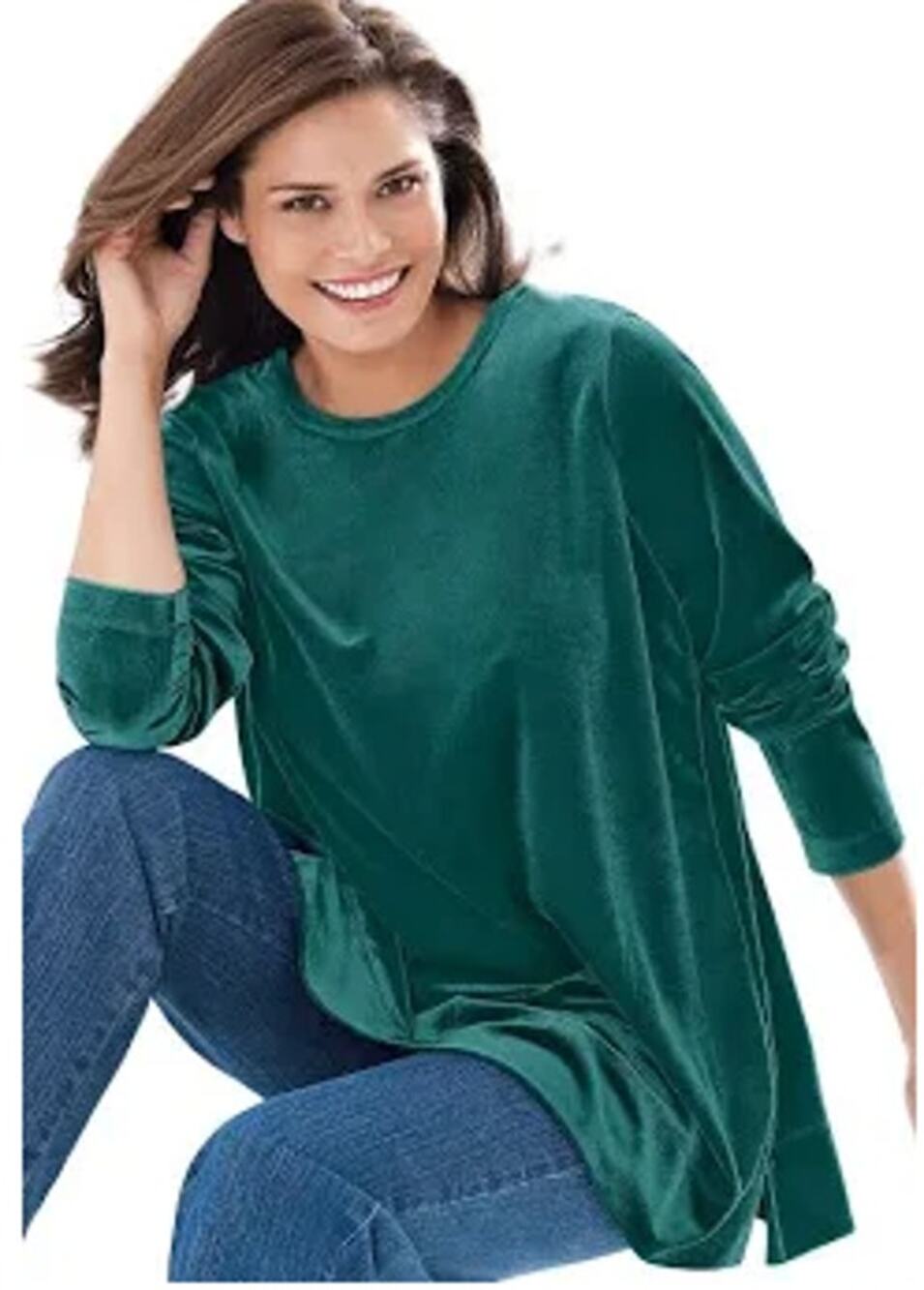Liz Baker Essentials Emerald Green Velvet Top size Medium